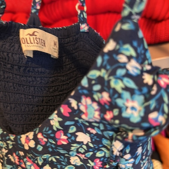 Hollister blue/pink spaghetti strap smocked back waist size M - Picture 2 of 3